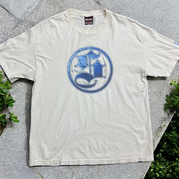 Shady Vintage Y2K Rap Eminem Old English Logo White Blue T-Shirt Mens Size Large - Picture 1 of 9